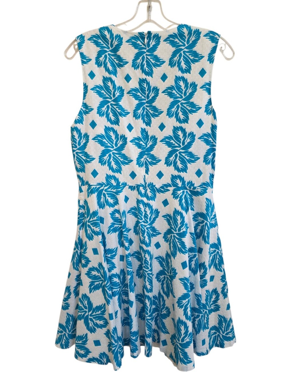 Diane von Furstenberg DVF Jeannie Fit Flare Teal White Dress 8 RARE - Picture 7 of 7